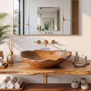 Mid Century Wooden Vessel Sink For Natural Bathroom Decor