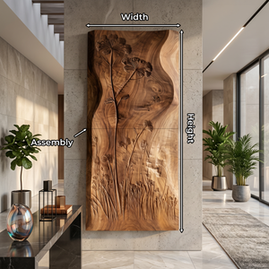 Botanical Wall Panel With Wildflower Relief For Hallway