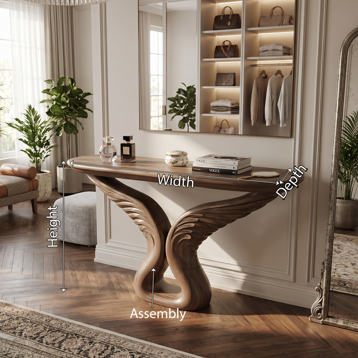 Organic Arch Base Console Table Contemporary Hallway
