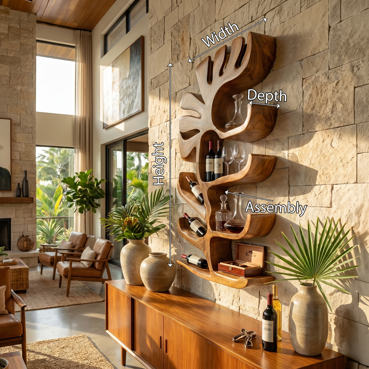 Farmhouse Wall Wine Rack For Apartment Bar Display Feature