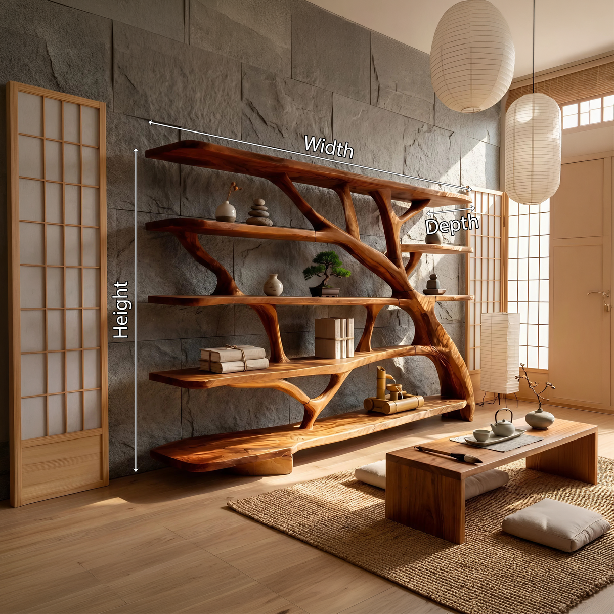 Farmhouse Sculptural Bookcase Storage Organizer For Bedroom Space