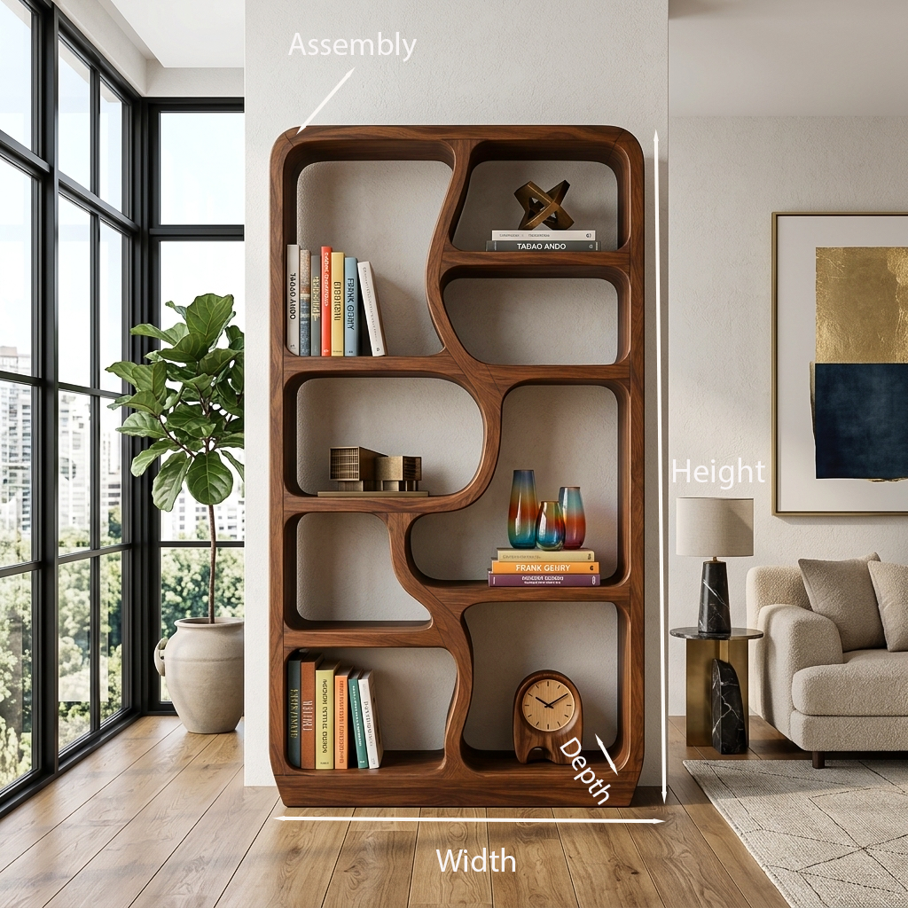 Contemporary Handmade Wooden Bookshelf For Home Styling