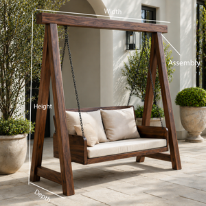 Organic Wood Swing With Backrest For Patio