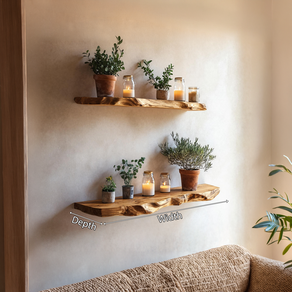 Farmhouse Wooden Floating Shelf For Living Room Holiday Decoration