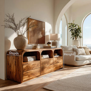 Contemporary Wood Sideboard With 3 Compartments For Home Storage