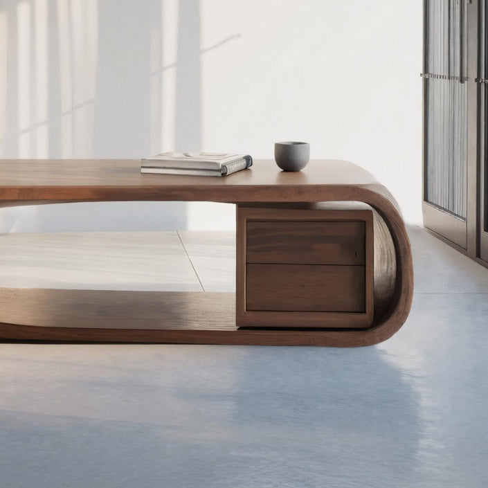 Modern Sculptural Coffee Table With Curved Design For Home Office
