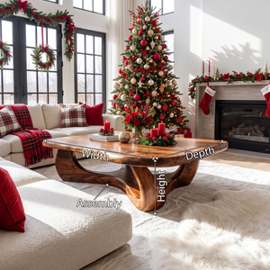 Rustic Wooden Live Edge Coffee Table For Holiday Home Furniture