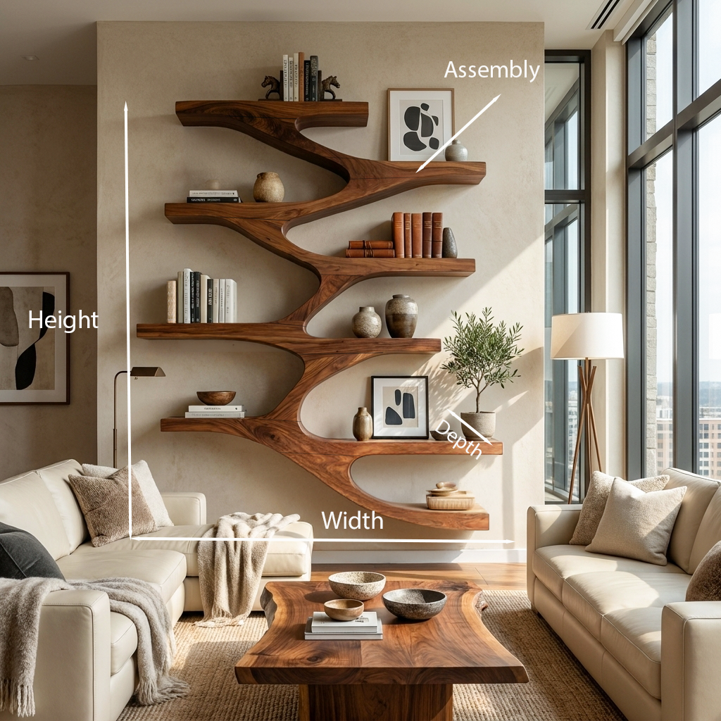 Minimalist Wood Floating Bookshelf For Living Space
