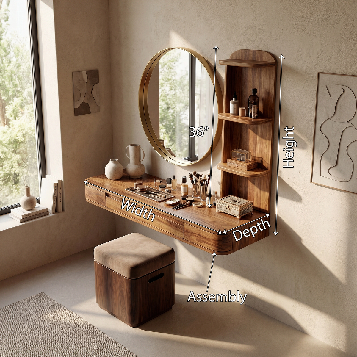 Rustic Vanity Desk Bedroom Dressing Room Personal Makeup Space