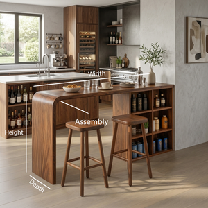 Modern Wooden Bar Table With Storage For Kitchen Or Home Mini Bar