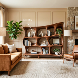 Organic Carved Bookshelf For Living Room Or Office Storage