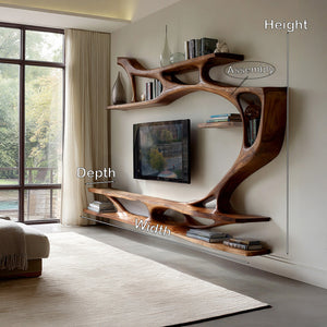 Organic Modern Sculptural Wall TV Shelf For Living Room