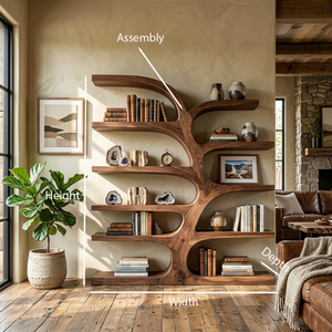 Handcrafted Curved Bookshelf For Living Room Furniture