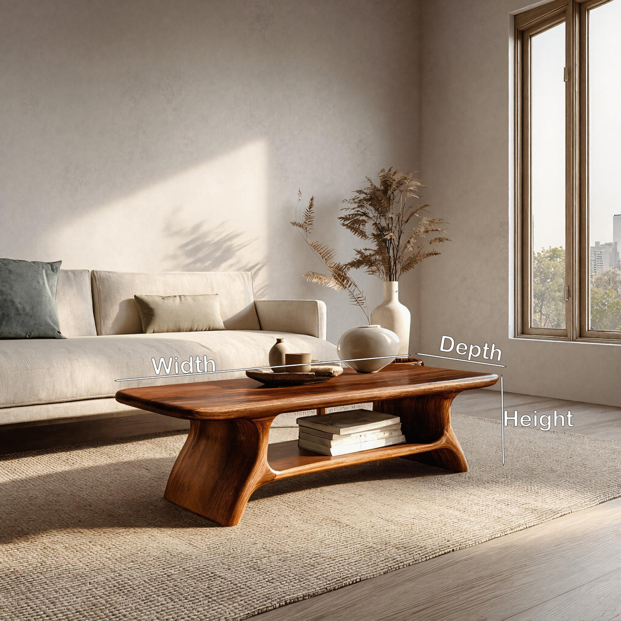 Modern Wooden Coffee Table With Open Shelf For Home Decor
