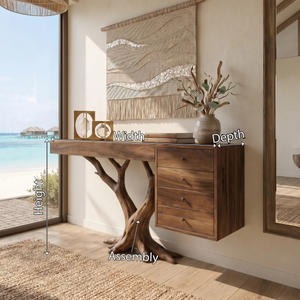 Organic Floating Console Table Designer Entryway