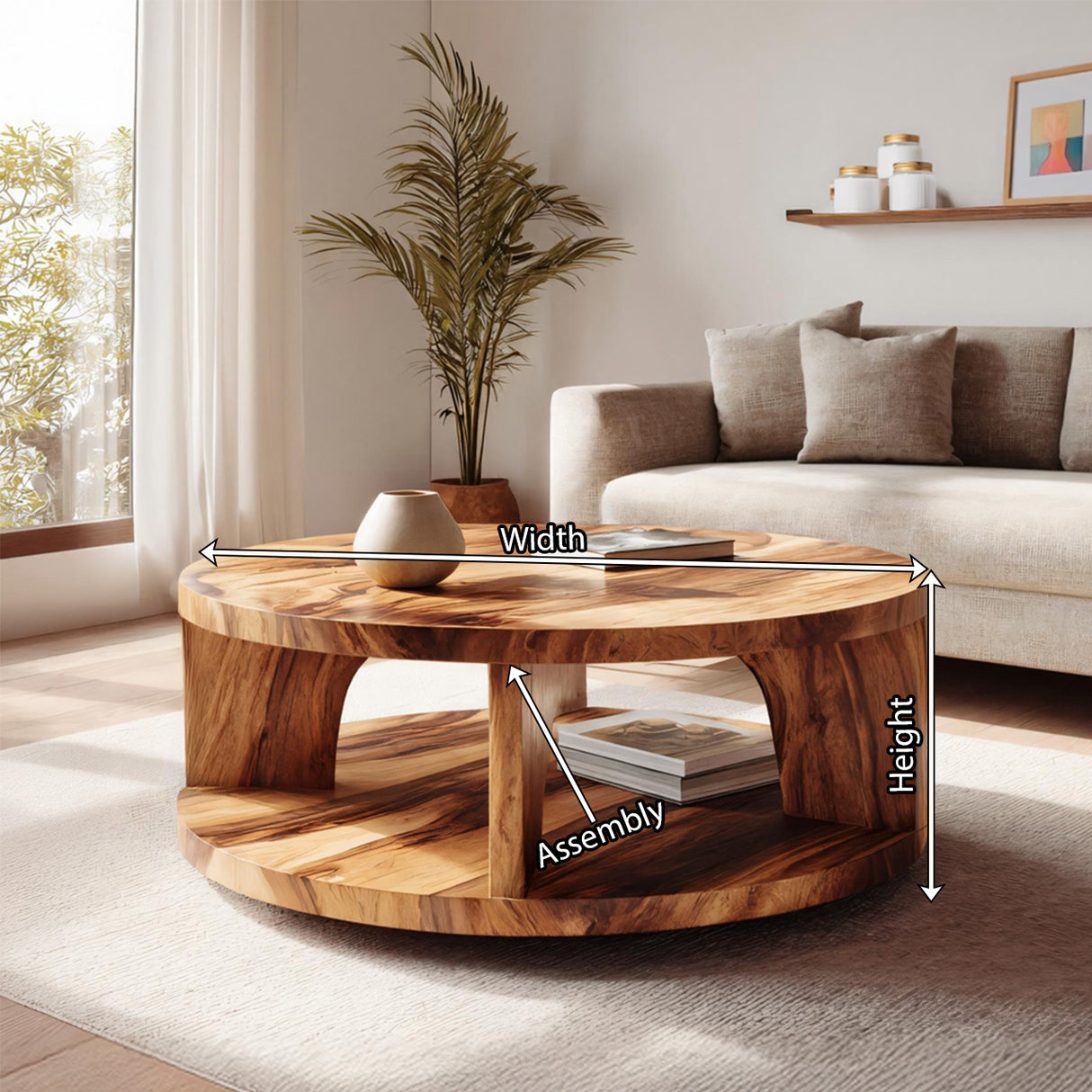 Farmhouse Wooden Live Edge Coffee Table For Living Room Entryway Design