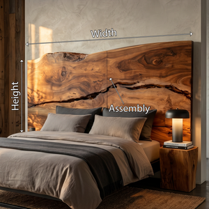 Modern Live Edge Wood Headboard For Warm Minimalist Bedroom
