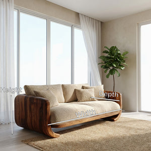 Organic Modern Curved Wood Sofa For Living Room