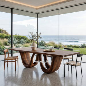 Contemporary Two Wavy Legs Dining Table For Dining Room