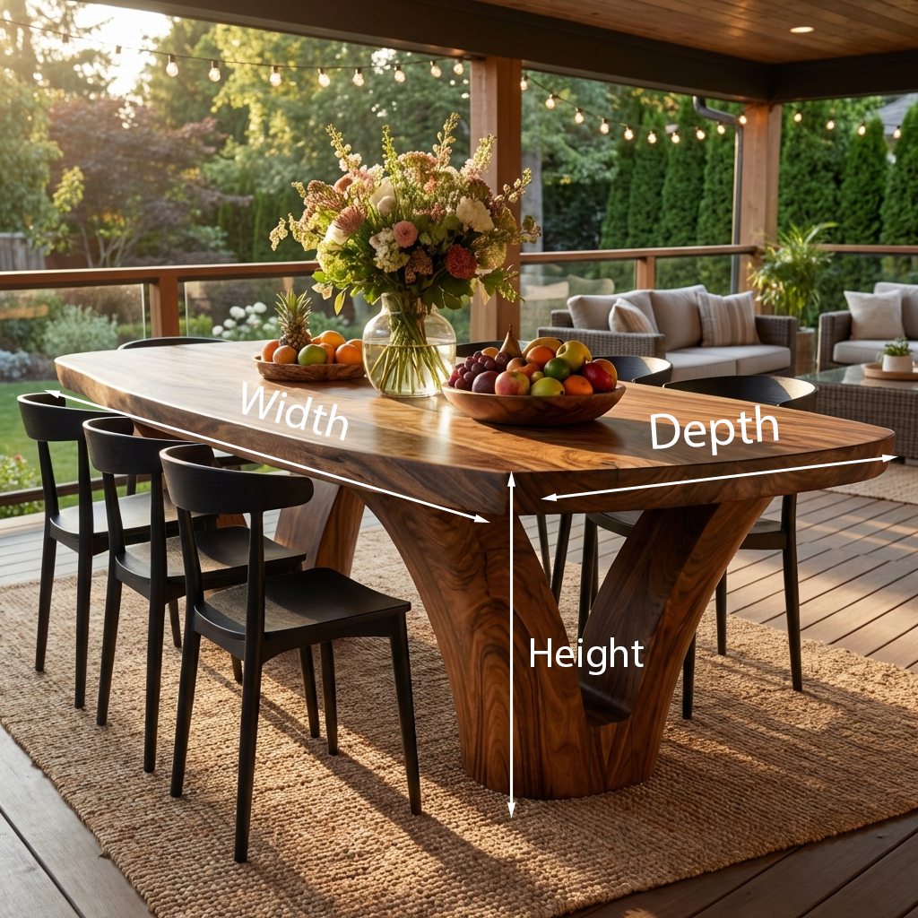 Modern Wooden Dining Table With Unique Base For Kitchen