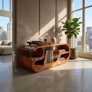 Minimalist Curved Record Player Stand City Apartment
