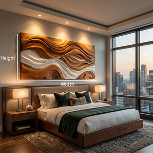 Modern Natural Wood Wall Art Wave Design For Living Room