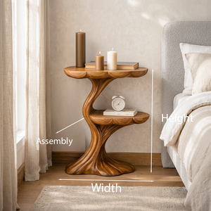Handcrafted Wooden Nightstand Organic Branch Design For Bedroom