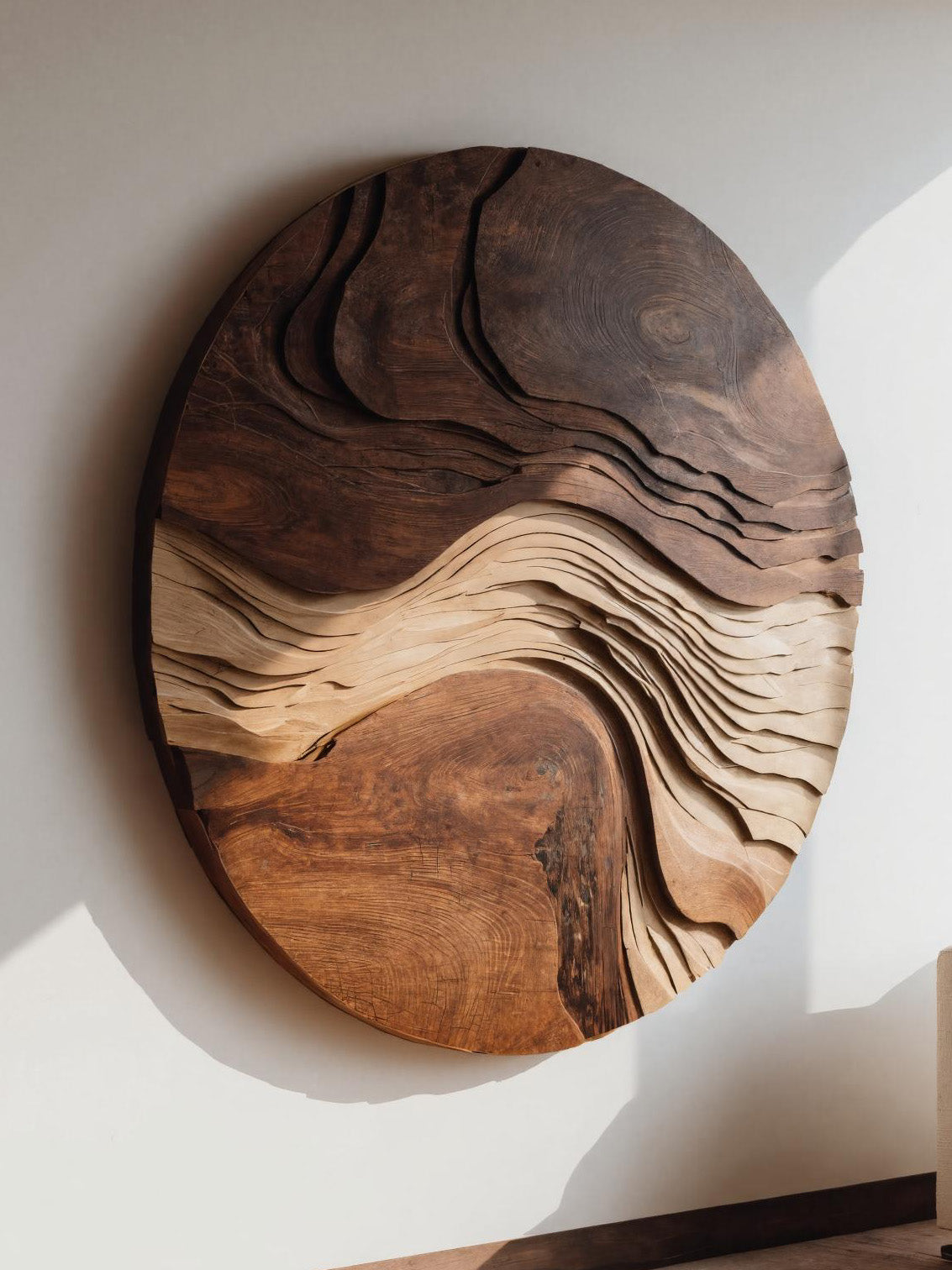 Round Sculptural Layered Wall Art For Living Room