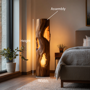 Handcrafted Wooden Floor Lamp With Multi Hollow For Home Decor