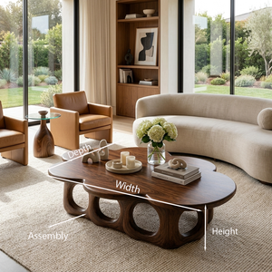 Wooden Coffee Table With Unique Base For Luxury Living Room