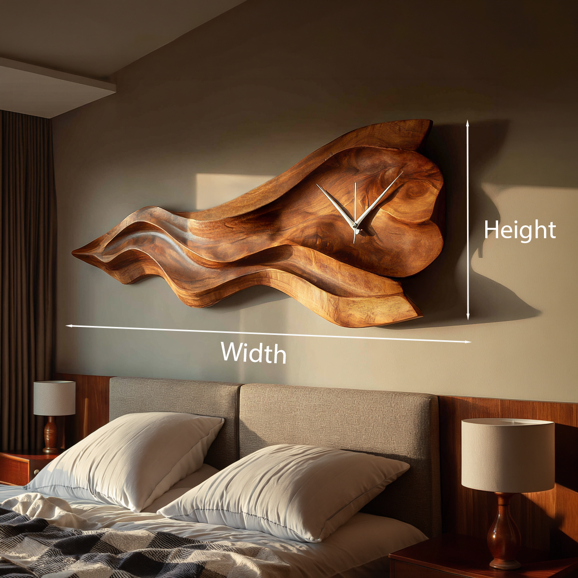 Luxury Sculptural Wooden Wall Clock For Statement Living Room