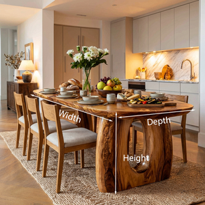 Mid Century Wooden Dining Table With Sculptural Form For Home