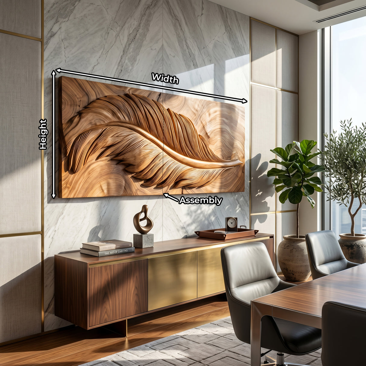 Luxury Wall Art With Feather Design For Dining Room
