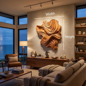Organic Wood Wall Art Wave Design For Luxury Living Room