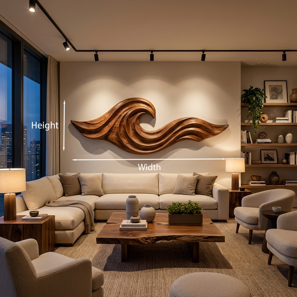 Wooden Ocean Wave Wall Art For Cozy Living Room Decor