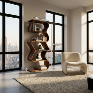 Modern Sculptural Wooden Bookshelf For Home Display