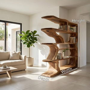 Contemporary Artistic Wooden Bookshelf For Living Room Storage