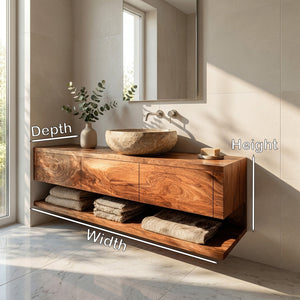 Mid Century Wooden Floating Bathroom Vanity For Bathroom