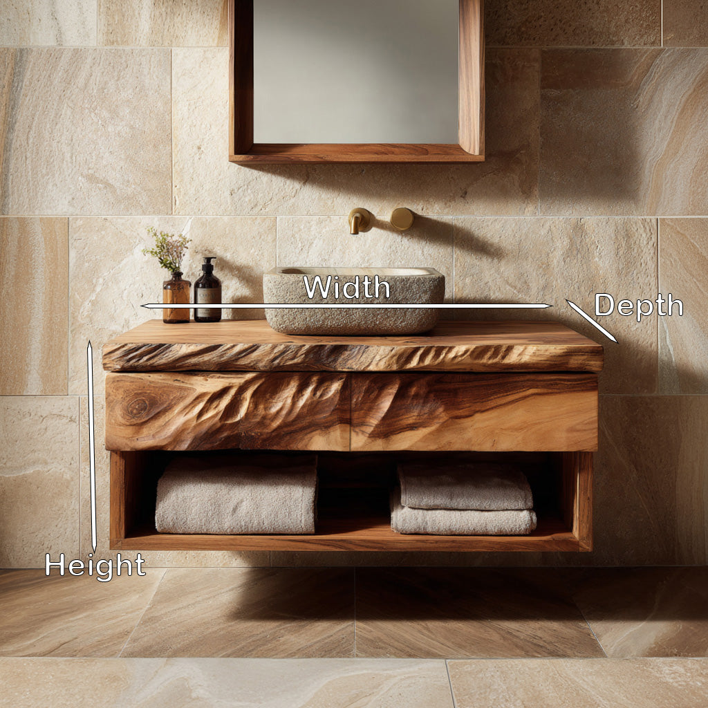 Modern Organic Floating Wooden Bathroom Vanity For Bathroom