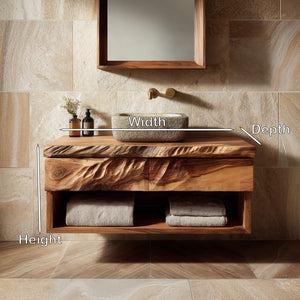 Modern Organic Floating Wooden Bathroom Vanity For Bathroom