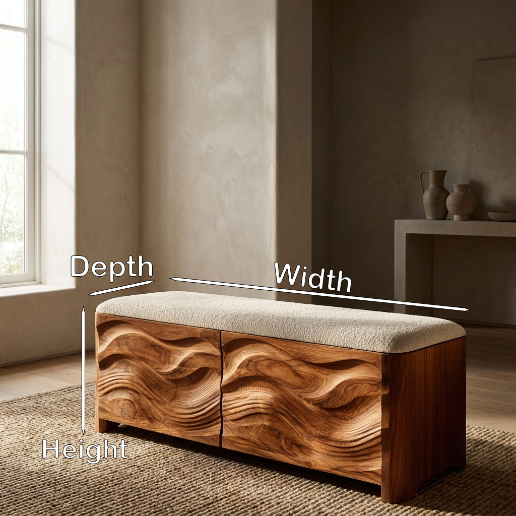 Contemporary Wooden Storage Bench For Bedroom Space