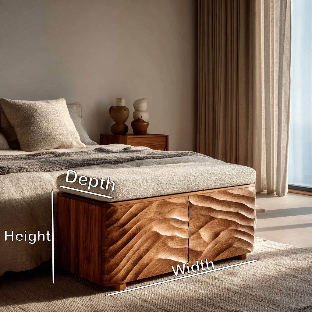 Minimal Wooden Storage Bench For Bedroom Foot Area