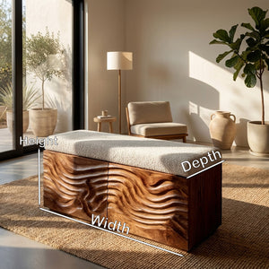 Elegant Wooden Hidden Storage Bench For Bedroom Interior