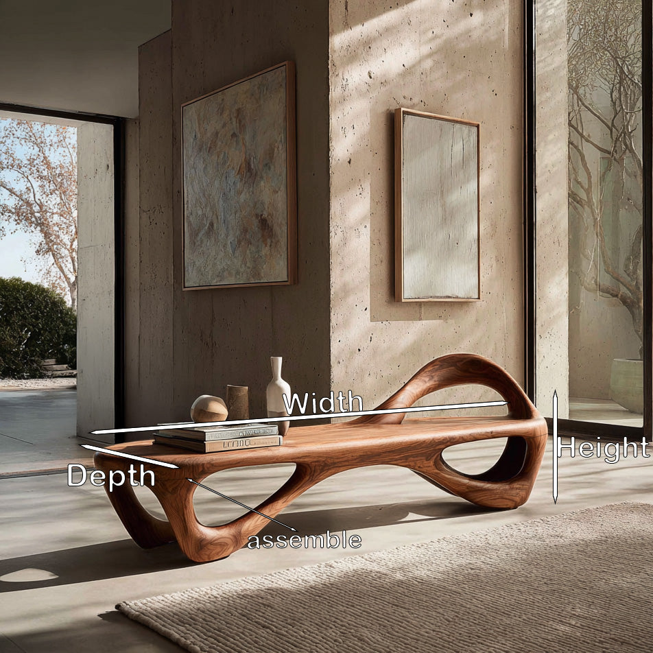 Contemporary Wooden Bench With Unique Form For Living Space