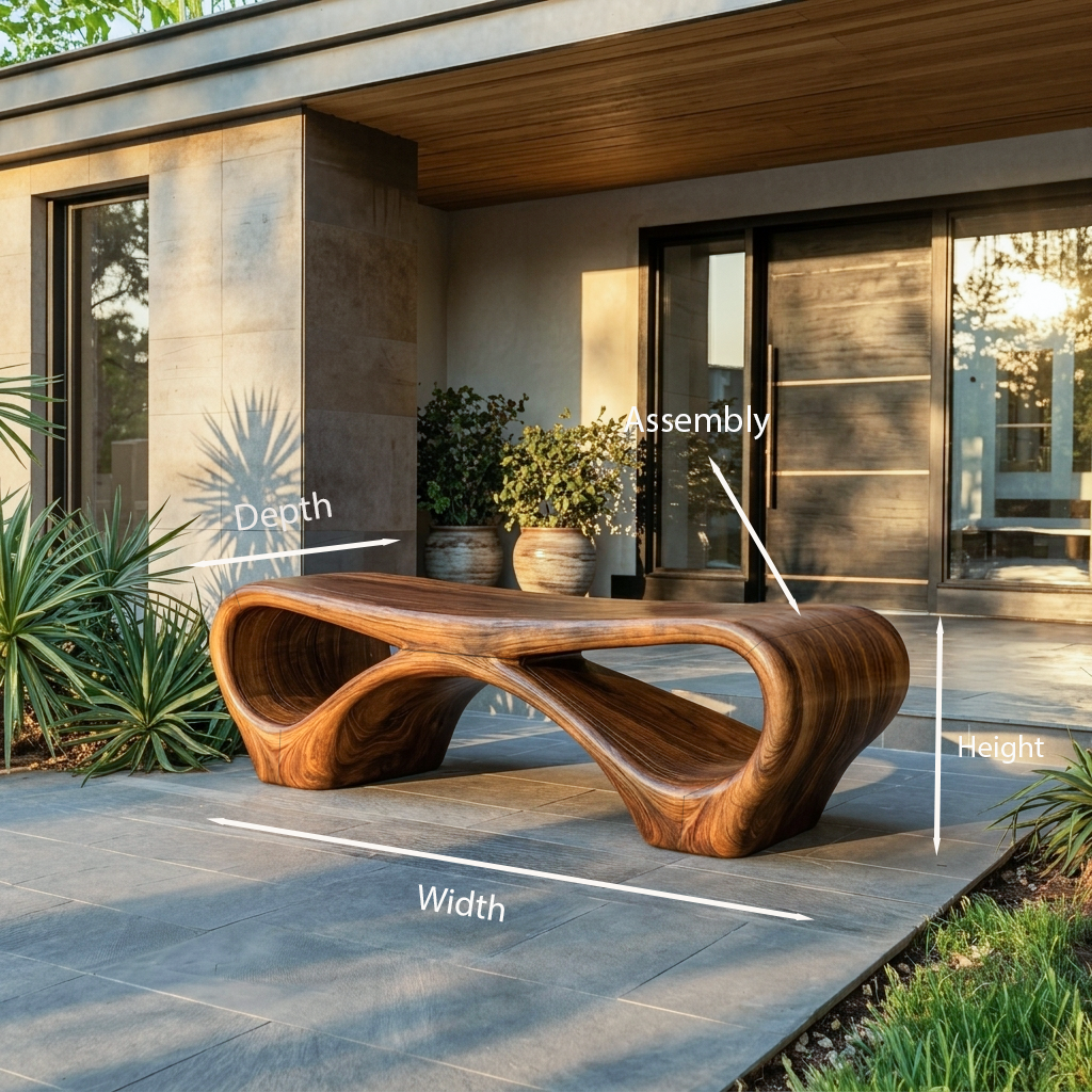 Modern Sculptural Outdoor Bench With Curved Design For Garden