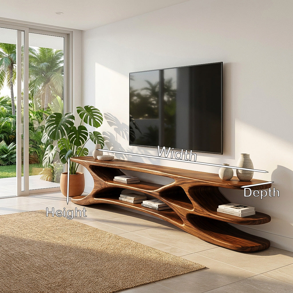 Minimal Natural Wood TV Console For Home Design