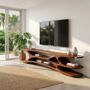 Minimal Natural Wood TV Console For Home Design