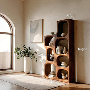 Organic Sculptural Wooden Bookshelf For Modern Living Room