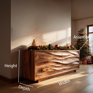 Modern Organic Wave Carved Sideboard For Festive Home Decor