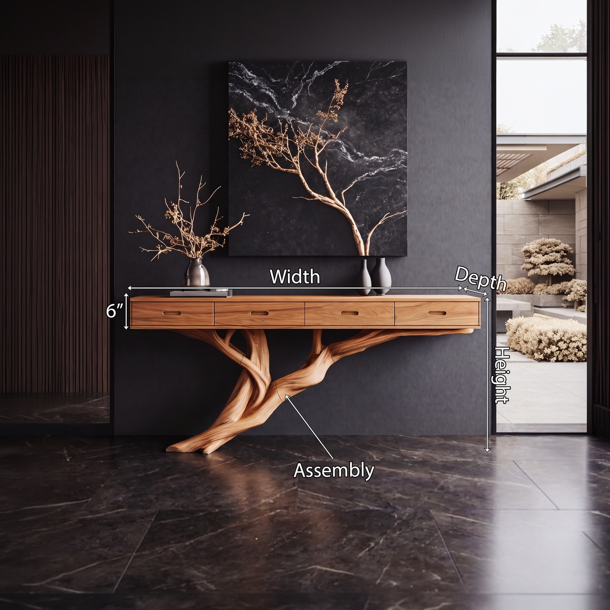 Mid Century Wooden Console Table For Living Room Contemporary Accent